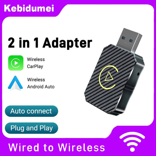 New 2 in 1 Carplay & Android Auto Smart Dongle 5G WIFI Fast Connect Wireless Adapter for Audi VW Hyundai Jeep Benz